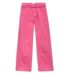 FRAME NWOT High Waist Belted Baggy Jeans in Hot Pink Size 26